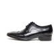 Men's black leather wing tip open lacing oxfords shoes