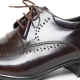 Men's brown leather wing tip brogue open lacing wrinkle oxfords shoes
