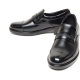 Men's black leather cap toe platform high heel loafers shoes