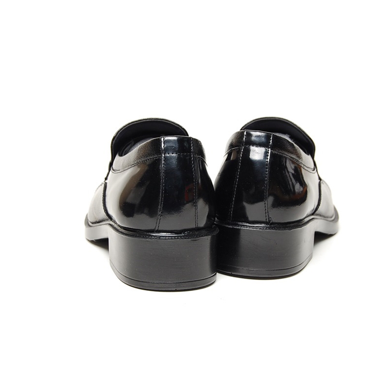 Men's black leather cap toe platform high heel loafers shoes US5.5~US10.5
