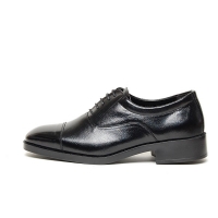 Men's black leather square cap toe lace up oxfords shoes