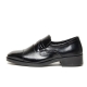 Men's black leather round cap toe platform high heel loafers shoes