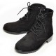 men's black suede eyelet lace up side zip button military ankle boots