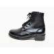 men's black leather eyelet lace up side zip button military ankle boots