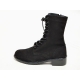 men's black suede eyelet lace up side zip button military mid calf boots