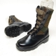 men's black leather fabric military eyelet lace up side zip button thick platform high heel combat sole mid calf boots