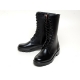 men's black leather eyelet lace up side zip button thick platform high heel combat sole mid calf boots