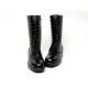 men's black leather eyelet lace up side zip button thick platform high heel combat sole mid calf boots