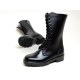 men's black leather eyelet lace up side zip button thick platform high heel combat sole mid calf boots