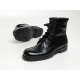 men's cap toe black leather eyelet lace up side zip back tap combat sole hand made ankle boots