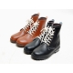 Men's black brown leather round toe eyelet lace up bakc tap combat sole ankle boots