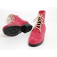 men's thick platform pink synthetic suede eyelet lace up ankle boots