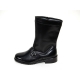 men's plain toe buckle strap black leather inner fur side zip combat sole mid calf boots
