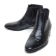 men's flat round toe double wrinkle zip side gore ankle boots