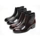 men's plain toe wine leather padding entrance wrinkle side zip anke boots