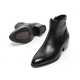 men's plain toe black leather side zip high heels anke boots