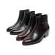 men's plain toe brown leather side zip high heels anke boots