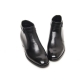 men's plain toe black leather outside zip knots ankle boots