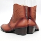 men's pointed toe brown leather geometric stitch side zip high heel western ankle boots