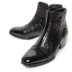 men's cap toe black leather cut out wrinkle side zip high heel ankle boots
