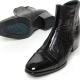 men's cap toe black leather cut out wrinkle side zip high heel ankle boots
