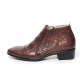 men's brown sheep skin stripe stitch elastic side zip back tap ankle boots