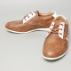 Men's u-line stitch brown synthetic leather fashion sneakers