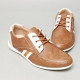 Men's u-line stitch brown synthetic leather eyelet lace up fashion sneakers