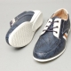 Men's u-line stitch Navy synthetic leather eyelet lace up fashion sneakers