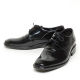 Men's plain toe black leather open lacing brogue oxford shoes