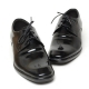 Men's plain toe black leather open lacing brogue oxford shoes