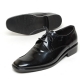 Men's plain toe black leather open lacing brogue oxford shoes