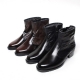 Men's warm inner fur side zip ankle boots increase height elevator shoes﻿﻿