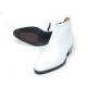 Men's round toe white leather side zip high heels ankle boots