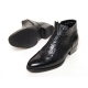 Men's wing tip brogue wrinkle side zip high heel ankle boots 