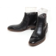 Men's plain toe buckle strap side zip high heel ankle boots