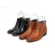 Men's plain toe buckle strap side zip high heel ankle boots