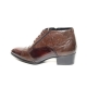 Men's cap toe two tone wrinkle side zip high heels ankle boots