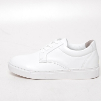 Men's white platform synthetic leather lace up sneakers