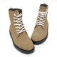 Men's suede round toe eyelet white lace up back tap ankle boots