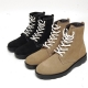 Men's suede round toe eyelet white lace up back tap ankle boots