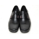 Men's black cow leather low heel loafer shoes