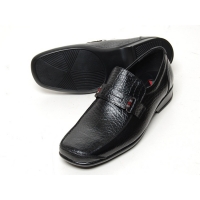 Men's black cow leather low heel loafer shoes