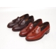 Men's leather side lace low heel tassel loafer shoes