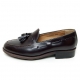 Men's Leather u line stitch side lace tassel loafer shoes
