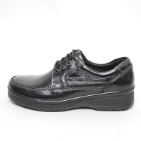 Men's leather u line stitch eyelet lace up platform high heel casual shoes