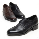 Men's wing tip brogues wrinkle open lacing increase height oxford elevator shoes