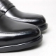 Men's u-line stitch black leather loafer shoes