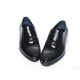 Men's leather u line stitch wrinkle elastic band loafer shoes