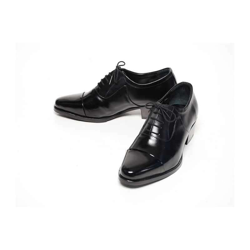 Men's Cap Toe Leather Closed Lacing High Heel Oxford Shoes
